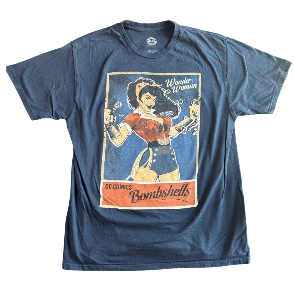 DC Comics Originals Wonder Woman Bombshells Navy Blue Graphic T-Shirt Kids Large